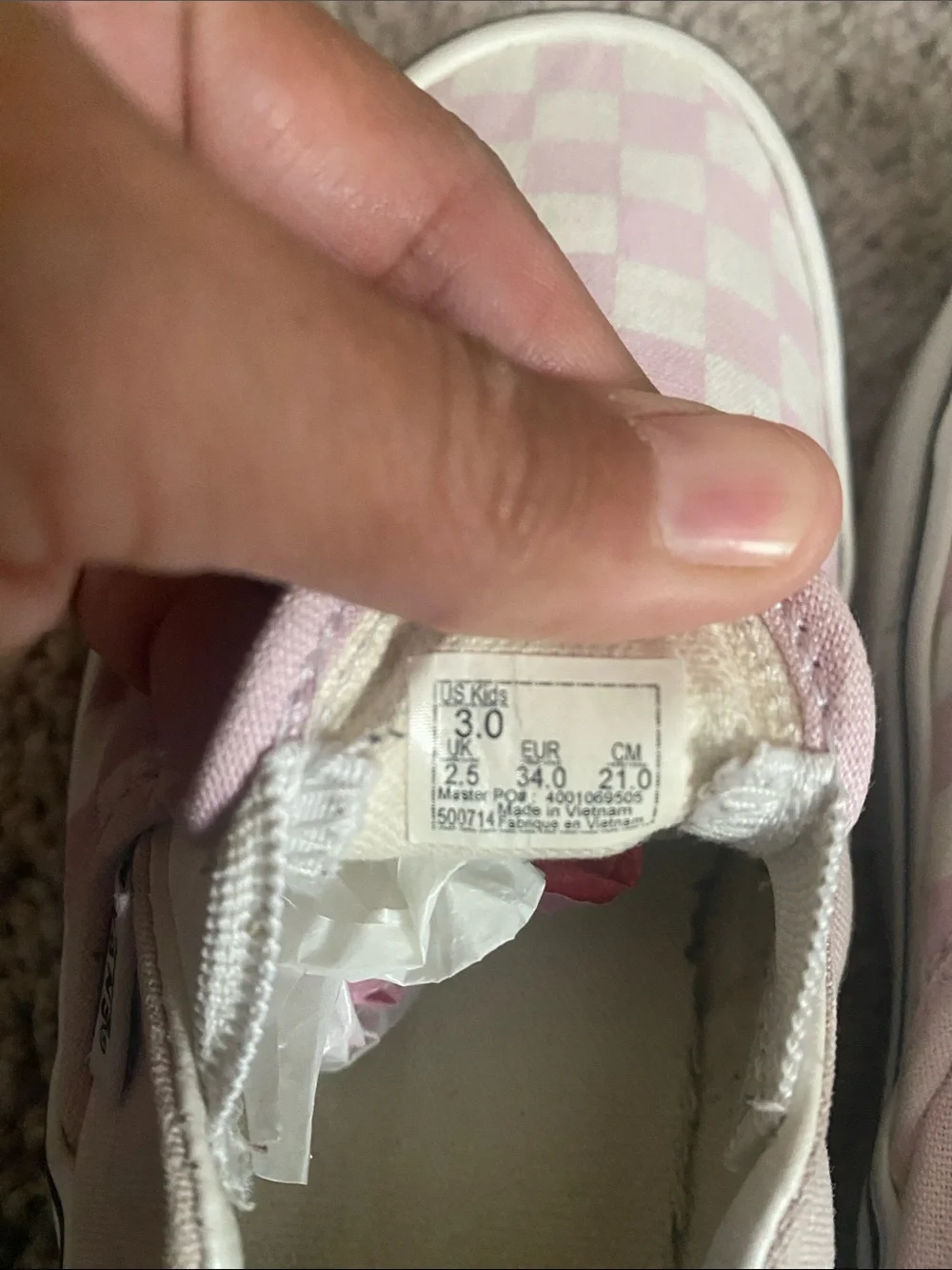 Vans off the wall low Kids Slip-On Checkerboard Sneakers - Light Pink/White
